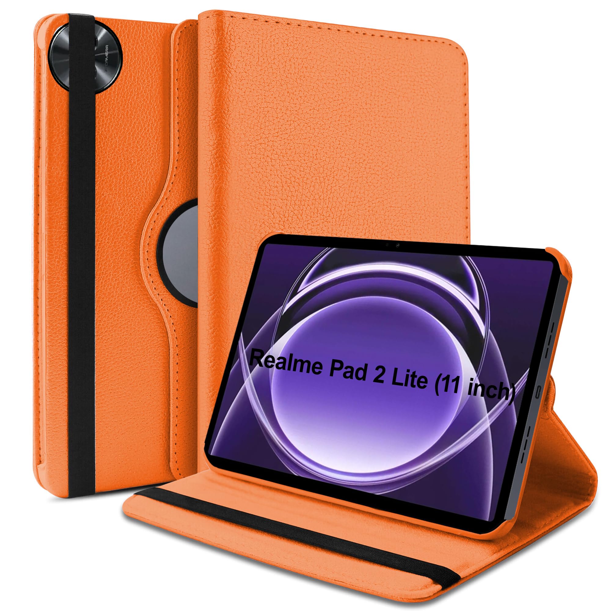 TGK 360 Rotatable Smart Flip Cover for realme Pad 2 Lite 11 inch Tablet Case (Orange)-image-18