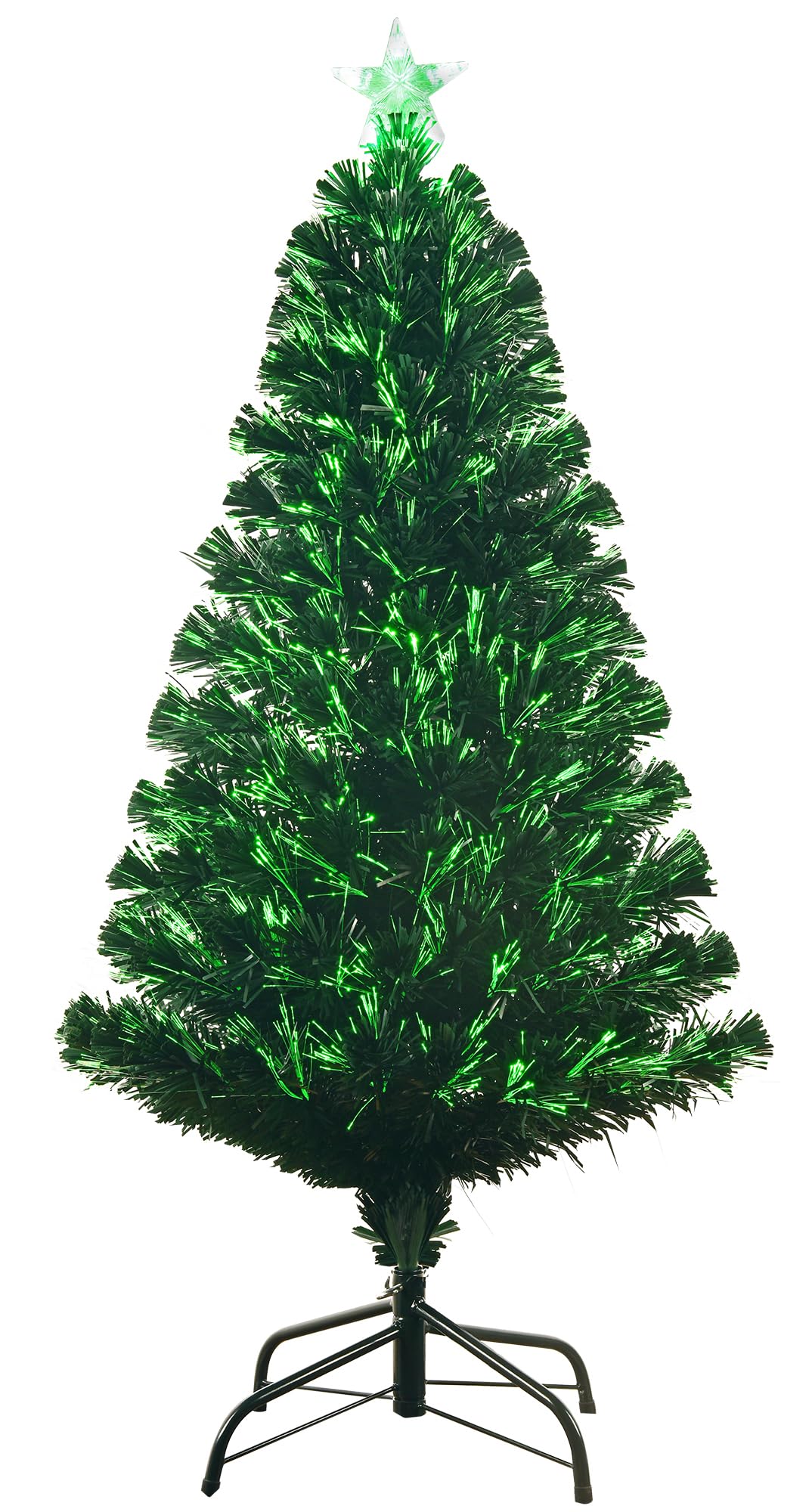 Photo 1 of 4ft Pre- Fiber Optic Christmas Tree with Lighted Star, PVC & Iron Construction, Green Artificial Christmas Tree with 141 Branch, Indoor Christmas Decorations, Holiday Home Xmas Decoration