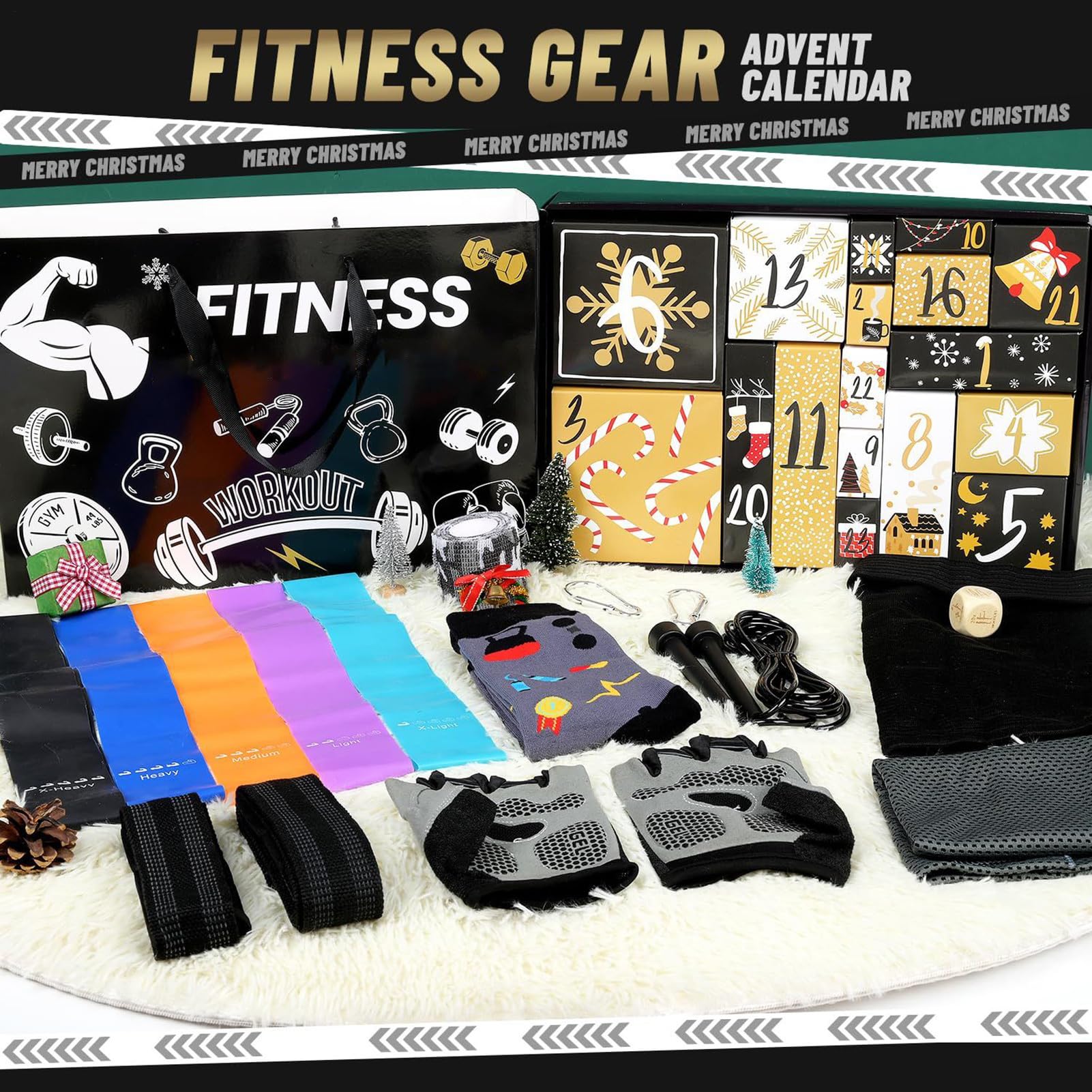 Fitness-Ausrüstung Adventskalender Weihnachts-24-Countdown-Kalender