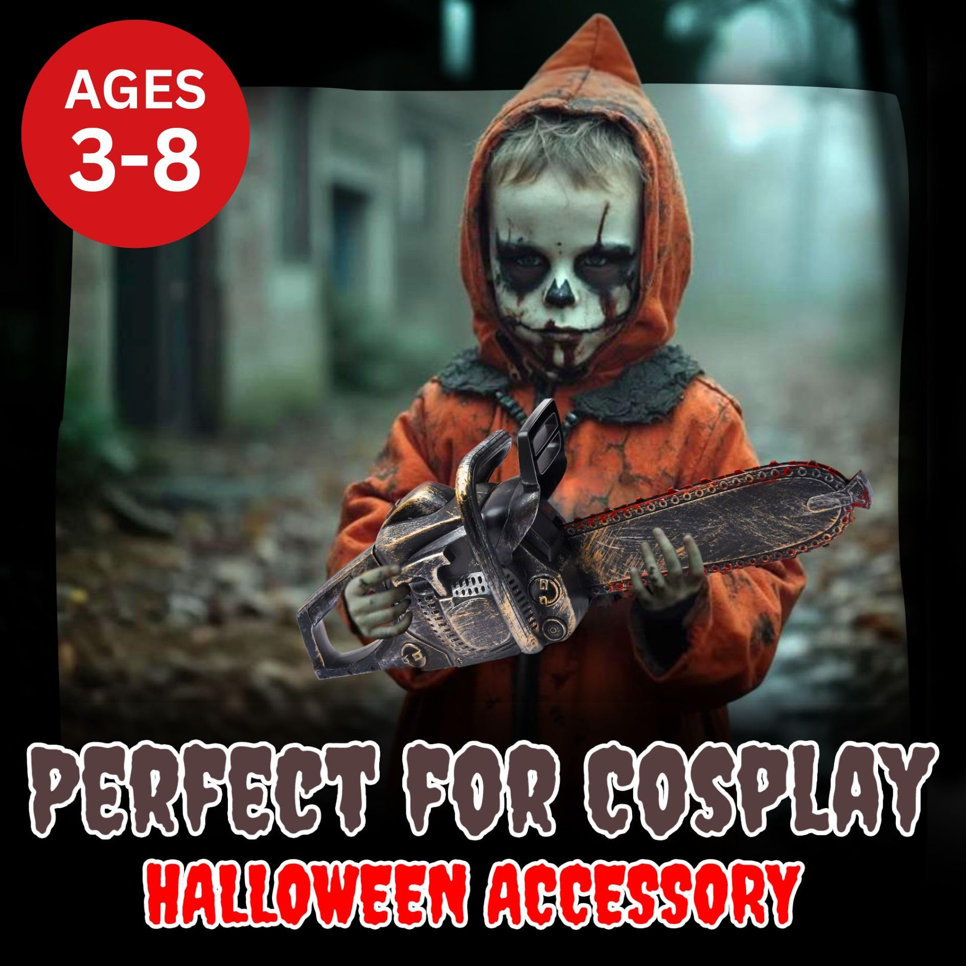 16" Bloody Rusty Electric Chainsaw - Battery Operated Chainsaw Massacre Role Play Accessory with Motion & Sound Effects for Halloween Cosplay Prop, Decorations