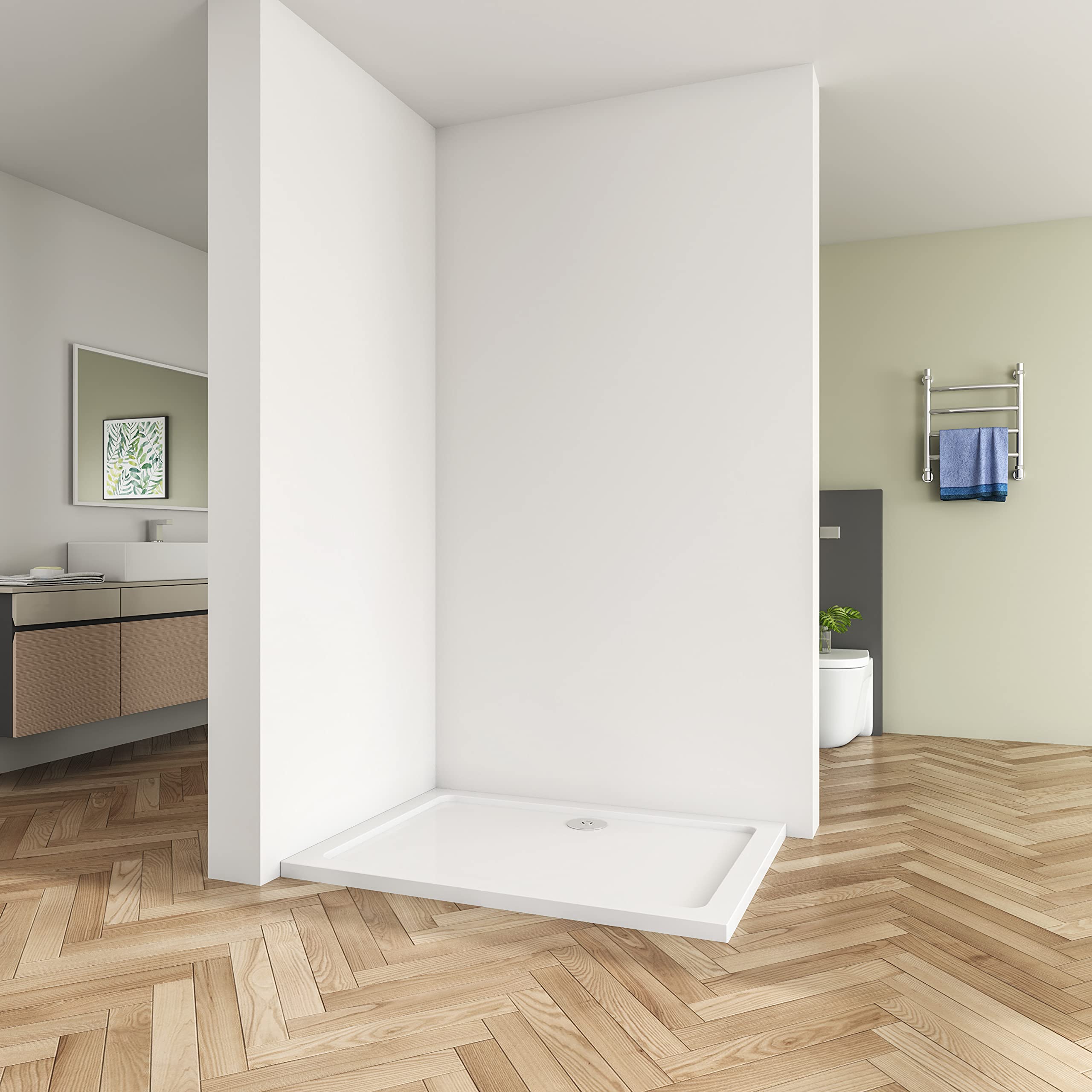 Biubiubath Stone Tray Shower Enclosure Walk in Bathroom Rectangle + Free Waste 1200x700mm