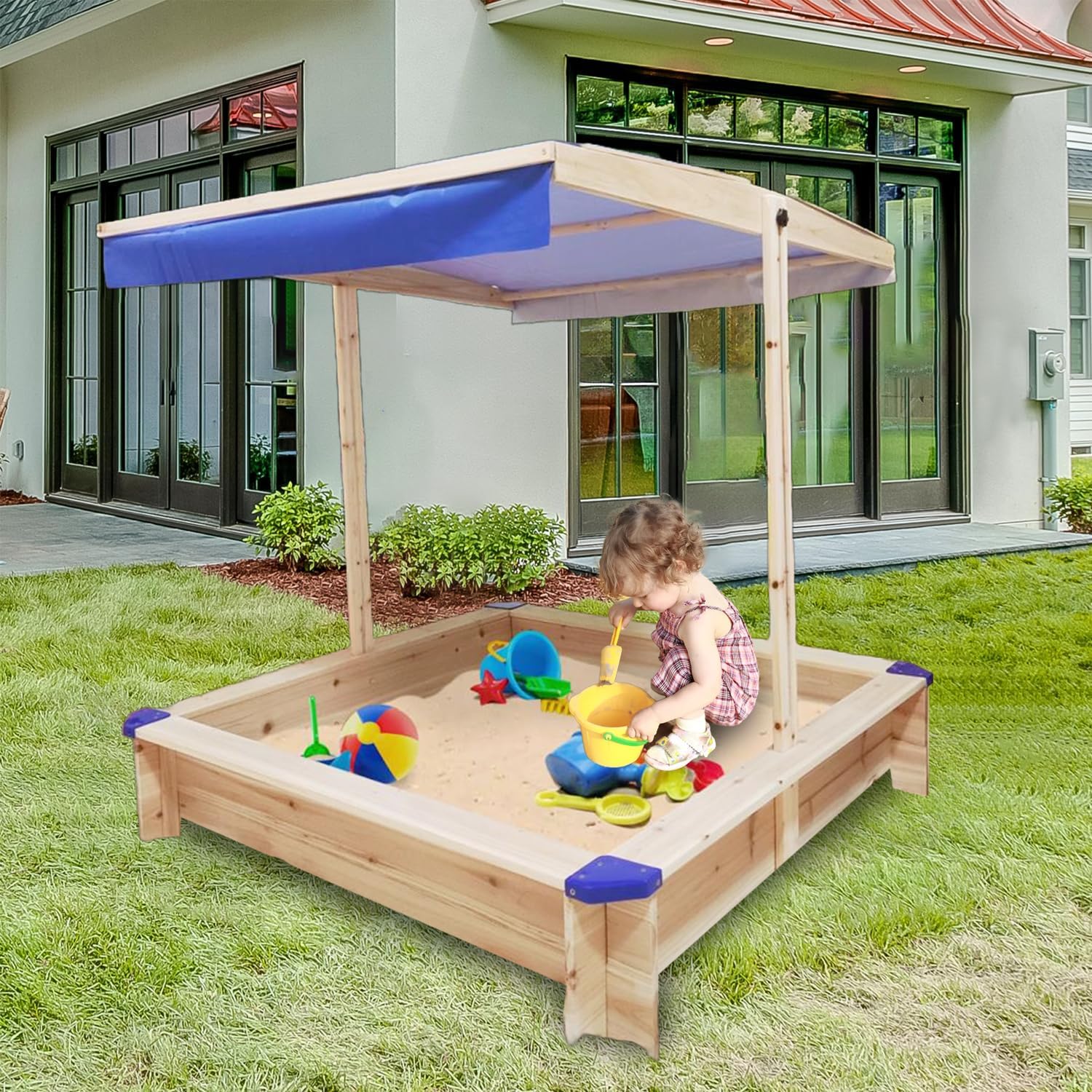 Uiowio Sandbox with Lid for Kids Cover Included Outdoor