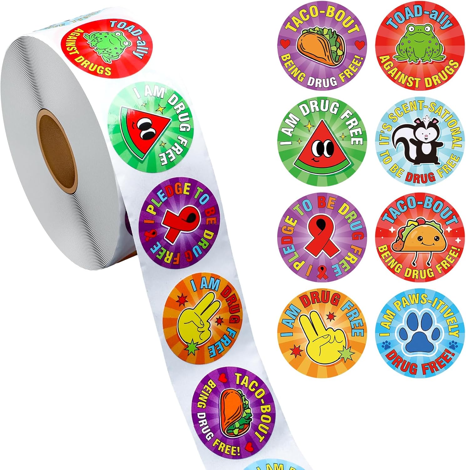 Geyoga 1000 Pcs Red Ribbon Week Stickers for Kids - Ribbon Week Awareness Drug Free Self Adhesive Decals for Charity Event Party Decoration