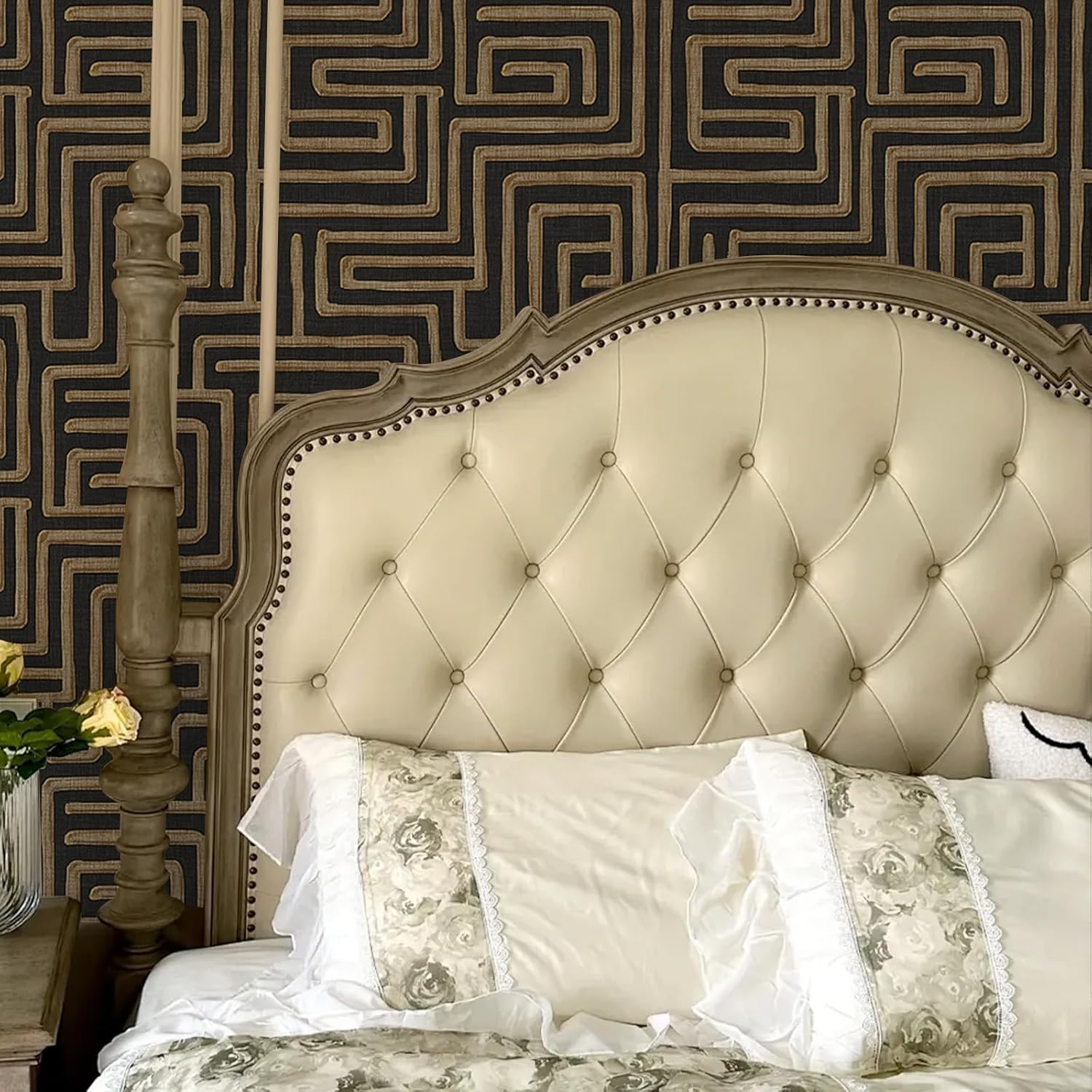 Modern Maze Peel and Stick Matte Textured Bedroom Easy Peel Off Stick on Contact Paper for Living Room Bedroom Cabinets 17.71"X236.2"