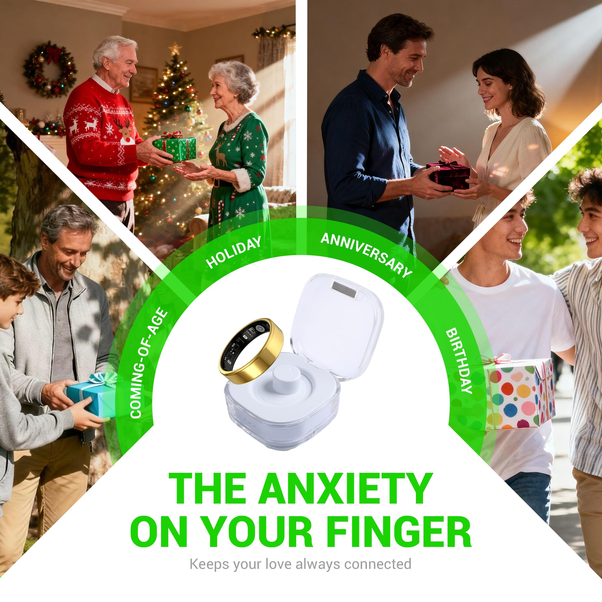Smart Ring - Monitoraggio del sonno SpO2 con cardiofrequenzimetro gratuito | Nessun abbonamento | Fitness Tracker impermeabile IP68 | Monitoraggio attività 24/7 | Contapassi e monitoraggio dello