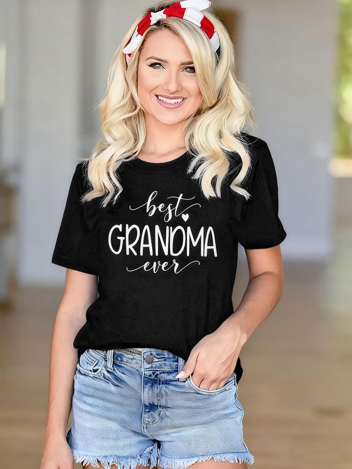 Grandma T Shirt Women Best Grandma Ever Shirt Letter Print Short Sleeve Grandmother Tees Tops - Image 2