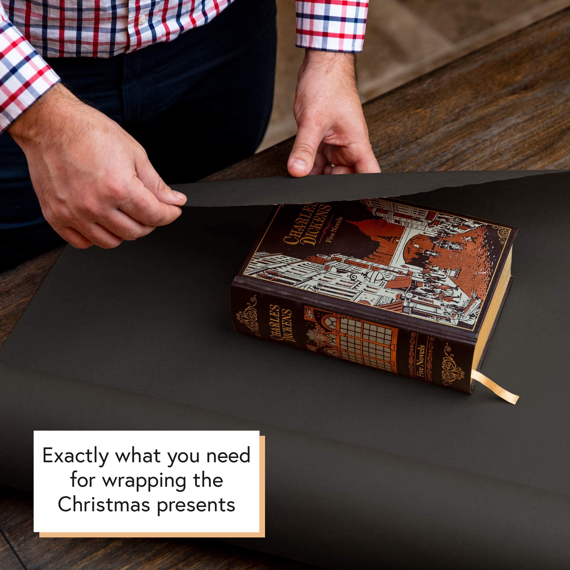 Weihnachts-Geschenkpapier Schwarzes Origami-Kraftpapier für Geschenkverpackungen aus Papier, rohes Rollendesign, Verpackung, farbiges Recycling-Papier aus dickem Karton Wiederverwendbar