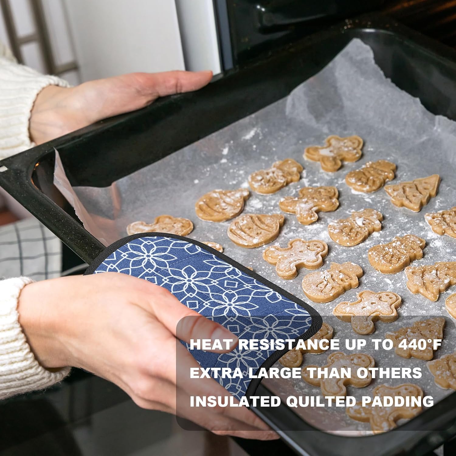 6 Pack Pot Holders 100% Cotton Heat Resistant Potholder, Machine Washable Pot Holder, Hot Pads, Table Pads for Cooking Baking (F) - Image 5