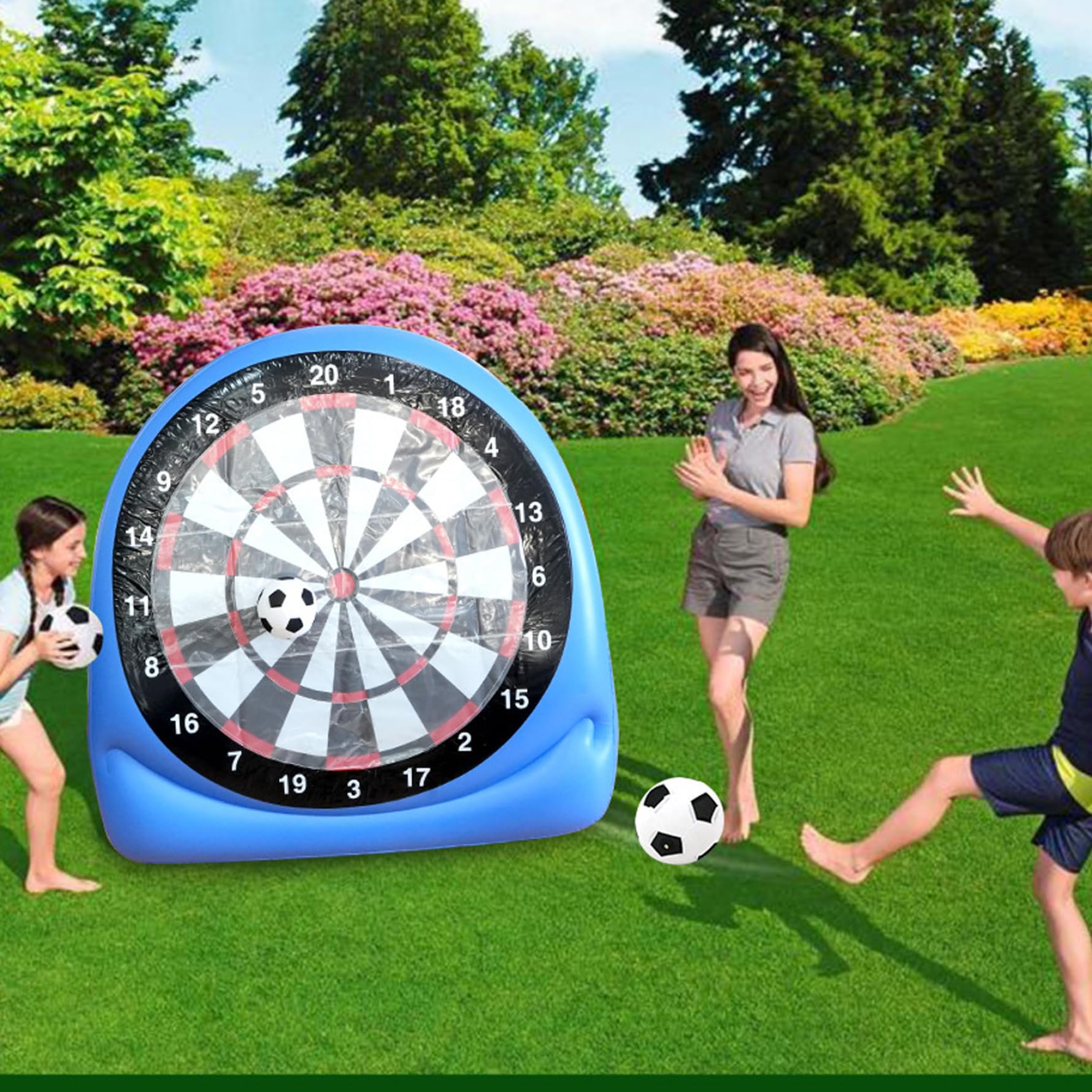 Fußball-Darts, riesiges aufblasbares Fußball-Dartbrett mit klebrigen Bällen, aufblasbar, tragbares Outdoor-Hofspiel für Garten, Strand, Partyspaß