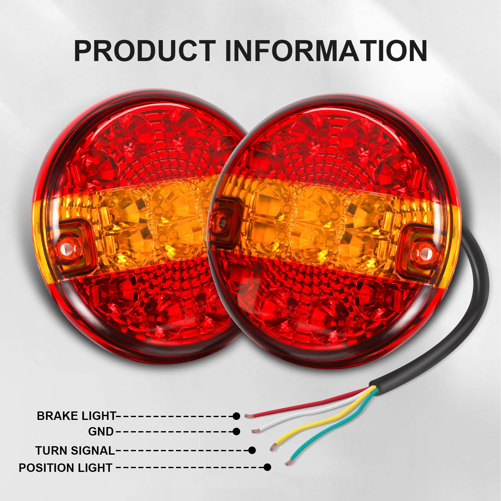 2 Pcs Fanali Posteriori Rimorchio LED 12V 24V, Fari Posteriori Hamburger Rotonda Impermeabile con E-Approvato per Camion, Caravan, Trattore