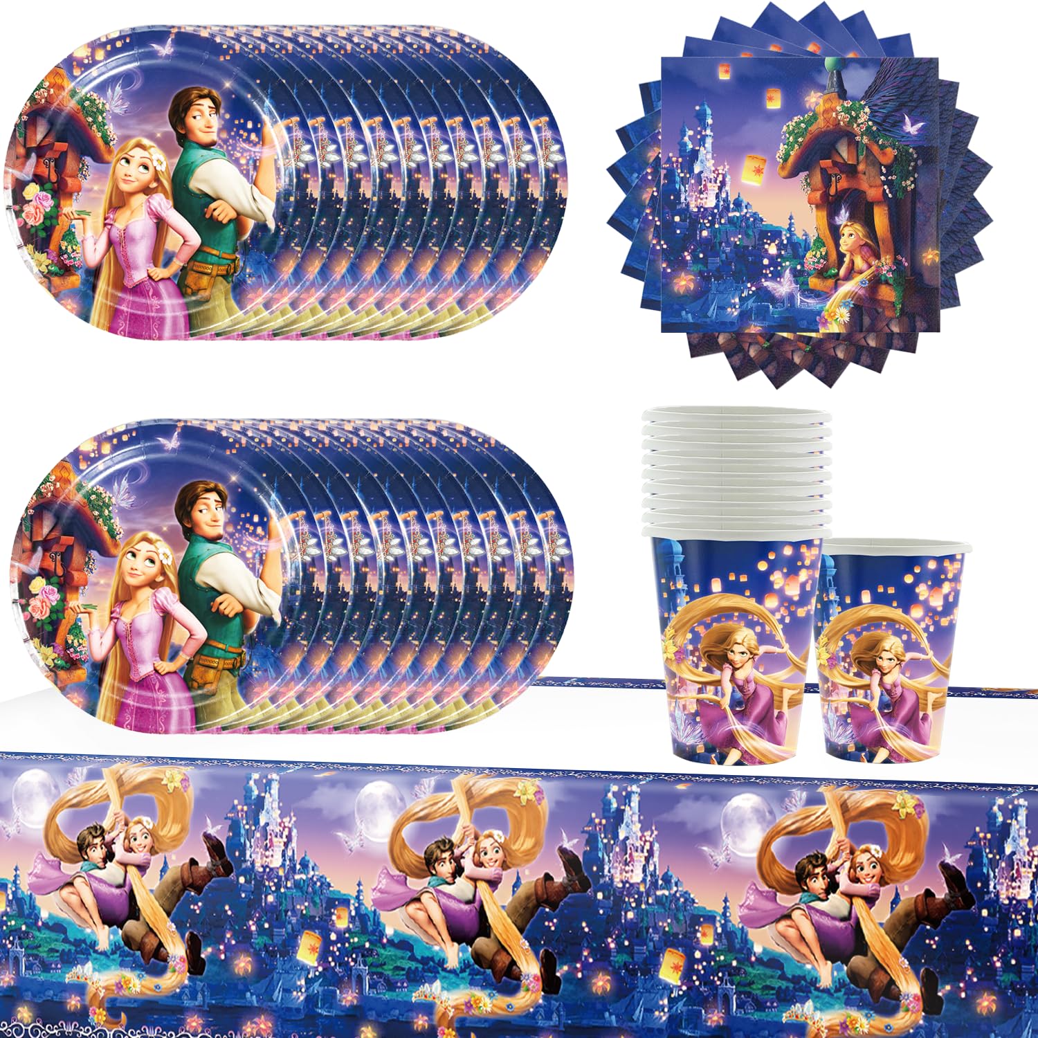 Polka dots stippen borden bekers servet pakket blauw