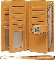 Vista 9 de SENDEFN Billeteras de cuero para mujer, tarjetero de crédito con bloqueo RFID, pulsera de gran capacidad with RFID Blocking, Large Capacity
