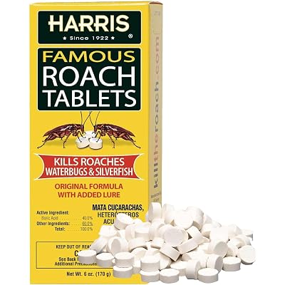 Harris Roach Tablets, Boric Acid Roach and Insects Killer with Lure, Alternative to Bait Traps (6oz, 145 Tablets), Yellow