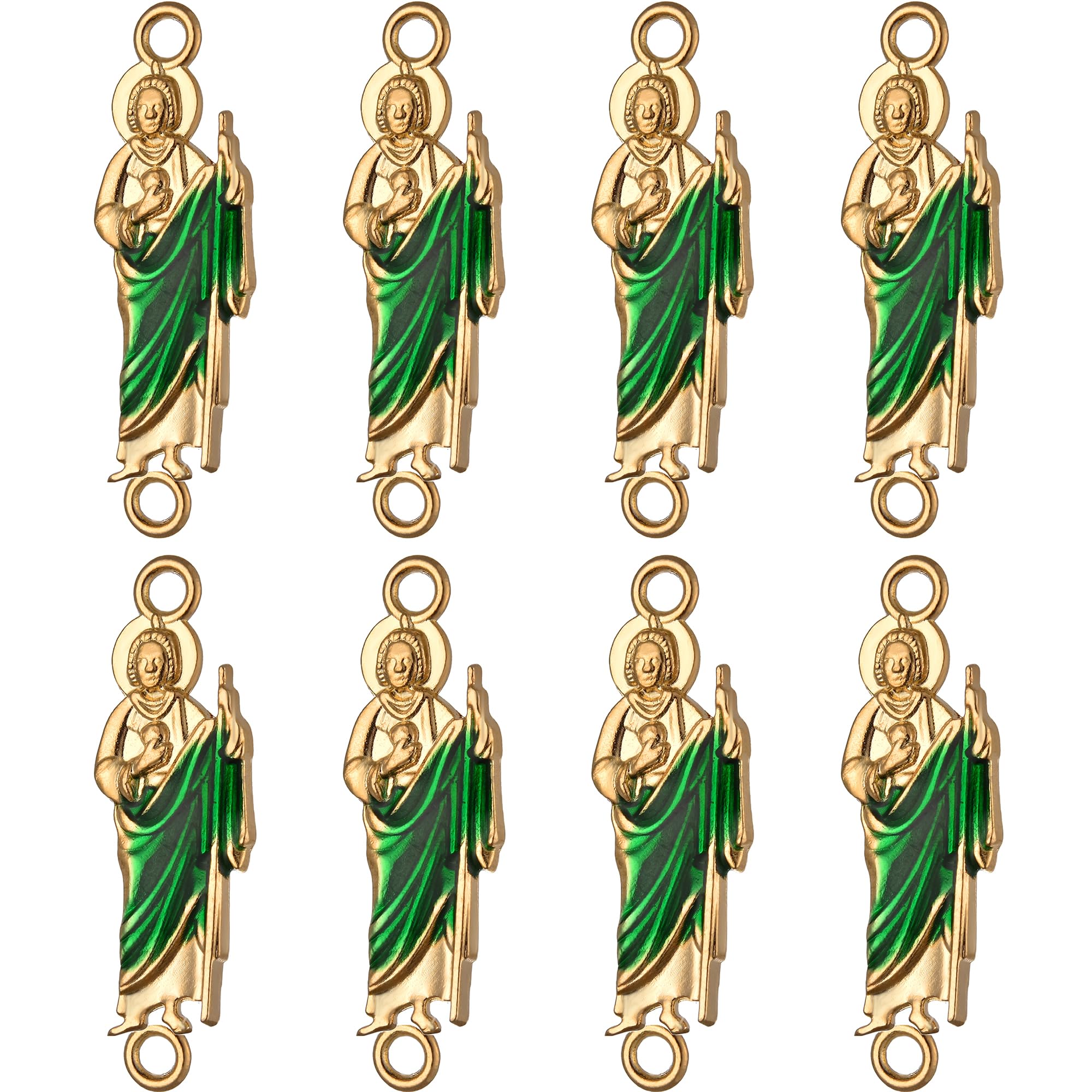 Jiali Q 20pcs Virgin Mary Double-sided Link Miraculous Medal Enamel Alloy San Judas Charms for Bracelets Virgen De Guadalupe Beads Our Lady Crucifix