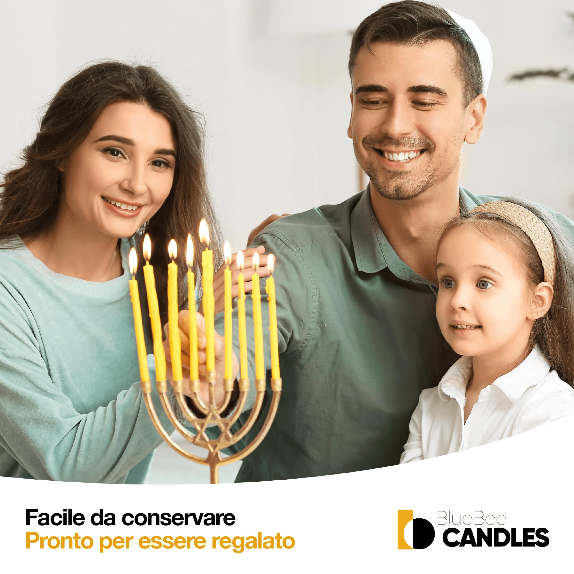 Candele in cera d'api pura per la casa - 200 candele sottili e alte + 5 supporti, combustione prolungata, per preghiere in chiesa, Hanukkah, torta di compleanno, Natale e Avvento