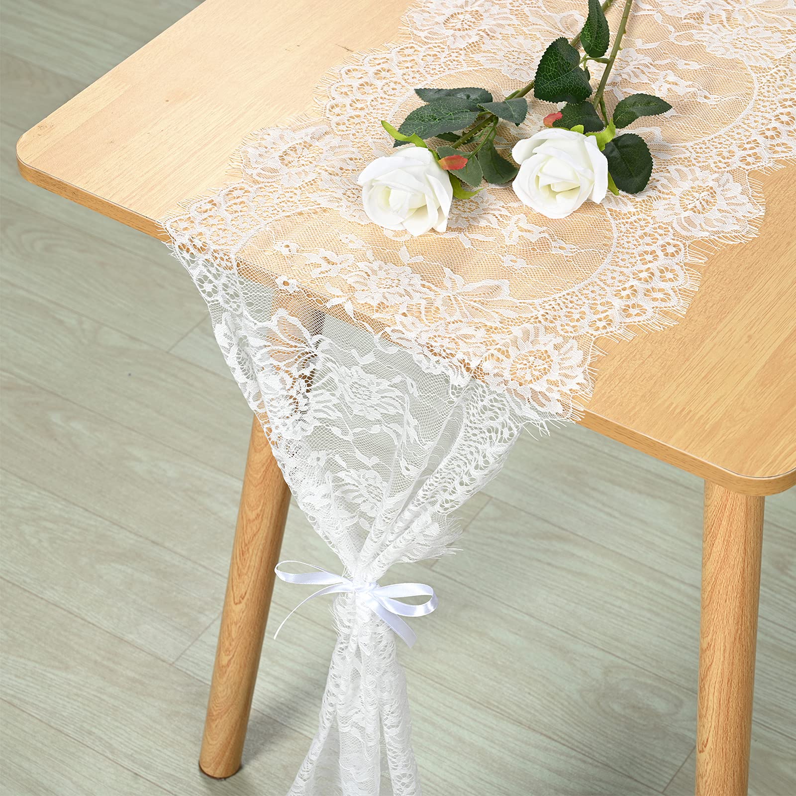 Tischläufer aus weißer Spitze, 35,6 x 30,5 cm, klassische Spitze, Vintage-Tischläufer, für Hochzeiten, Brautpartys, Partydekorationen, 12 Stück