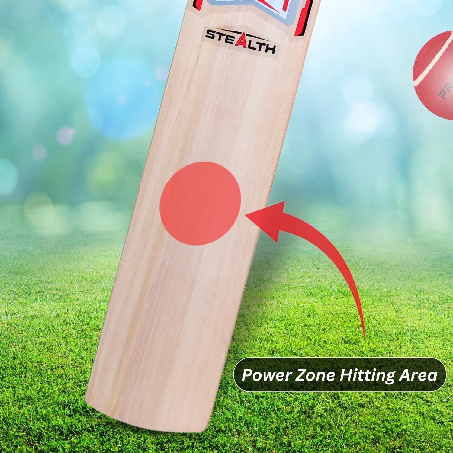 Prokick Stealth Top-Grade Kashmir Willow Cricket Bat|Extra Premium Grip|Ready to Play|Full Size Bat (Suitable for Both Leather Ball and Hard Tennis Ball, Playing Style : All-Round, Short Handle Mens) - Image 4 thumbnail