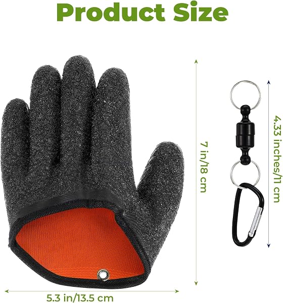 Qianyu Lot de 2 gants de pêche avec aimant antidérapant, gants de pêche sur glace, gants professionnels antidérapants texturés pour homme et femme, accessoires de nettoyage - 2