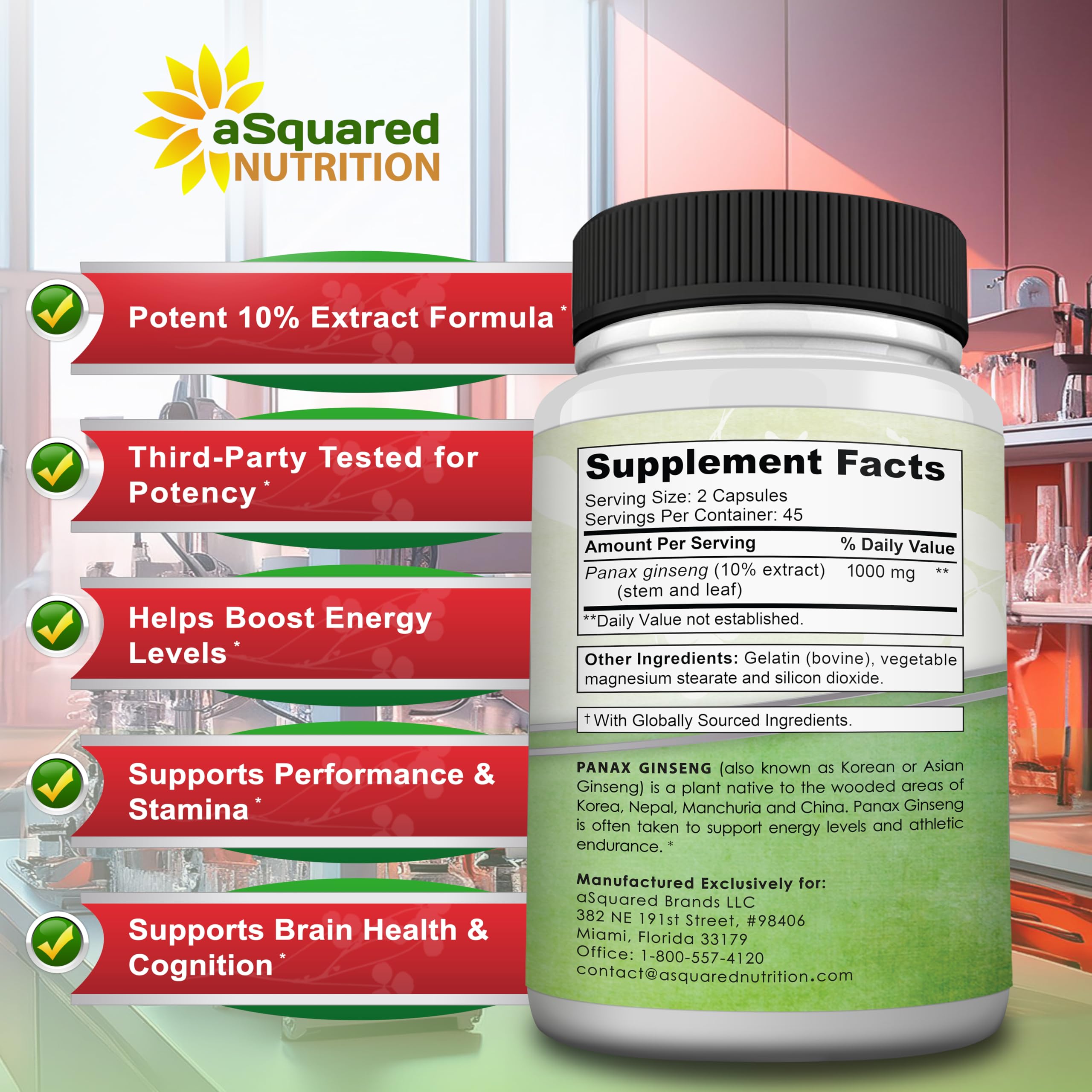 aSquared Nutrition Natural Korean Panax Ginseng (1000mg Max Strength)-90 Capsules Root Extract Complex (Red & White), High Dosage Ginsenosides in Seeds, Asian Powder Supplement,Tablet Pills for Energy — Amazon image 6