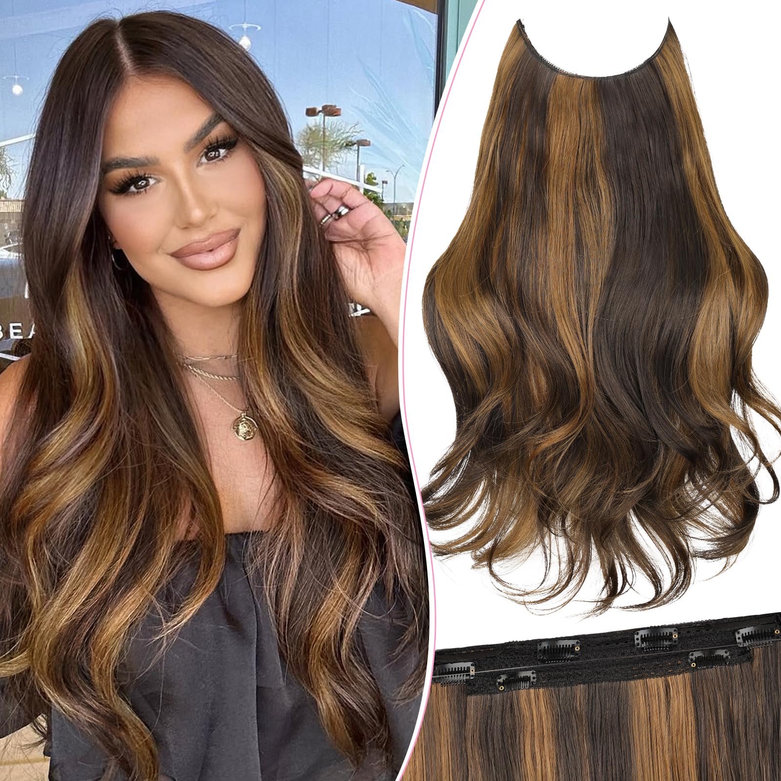 Amazon.com : Invisible Wire Hair Extensions with Transparent 