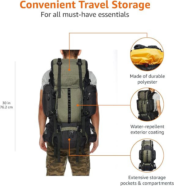 Amazon Basics - Hiking backpack with internal structure and rain layer