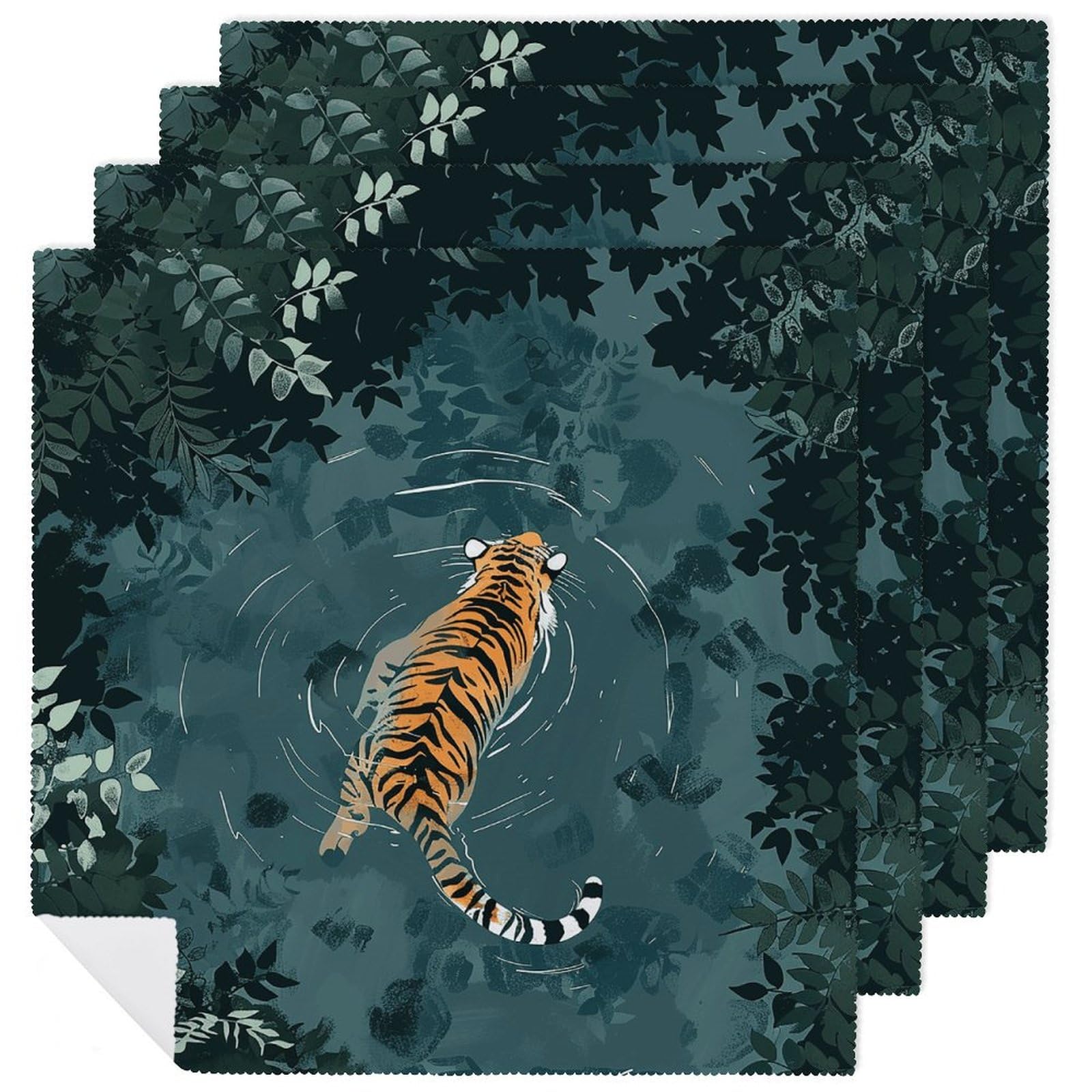 Servilletas de tela con diseño de tigre perfectas para cenas, eventos y camping familiar