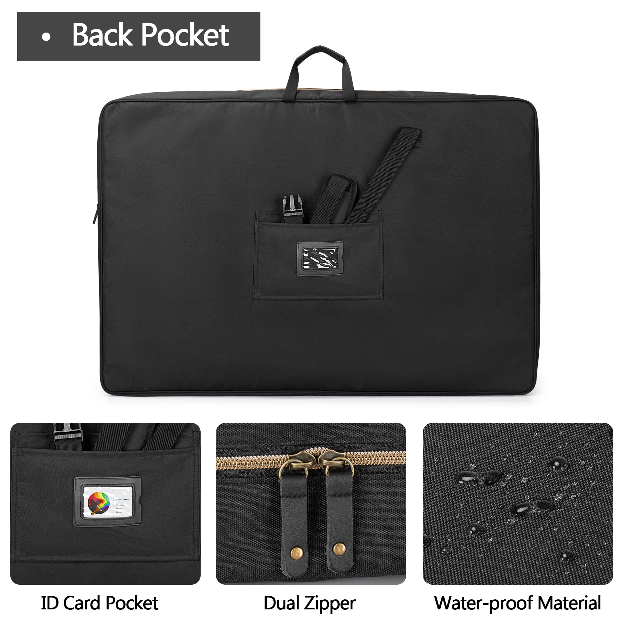 Damero A1 Sacs de Transport pour Fournitures d'art, Portefeuille d'artiste, étui pour Fournitures de Croquis, Grand étui pour tampons de Peinture, Organisateur d'artiste, Noir