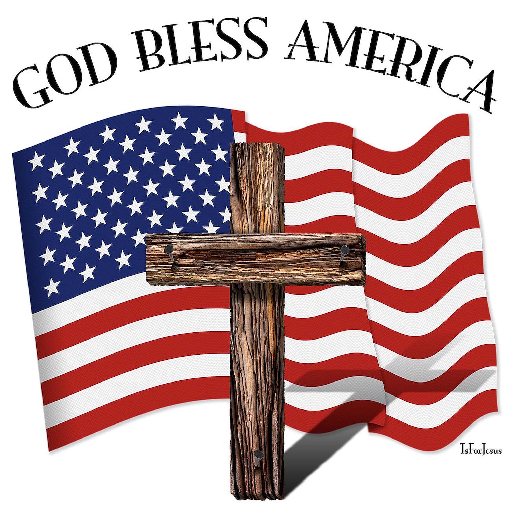 CafePress God Bless American With US Flag And Rugged Patches 4