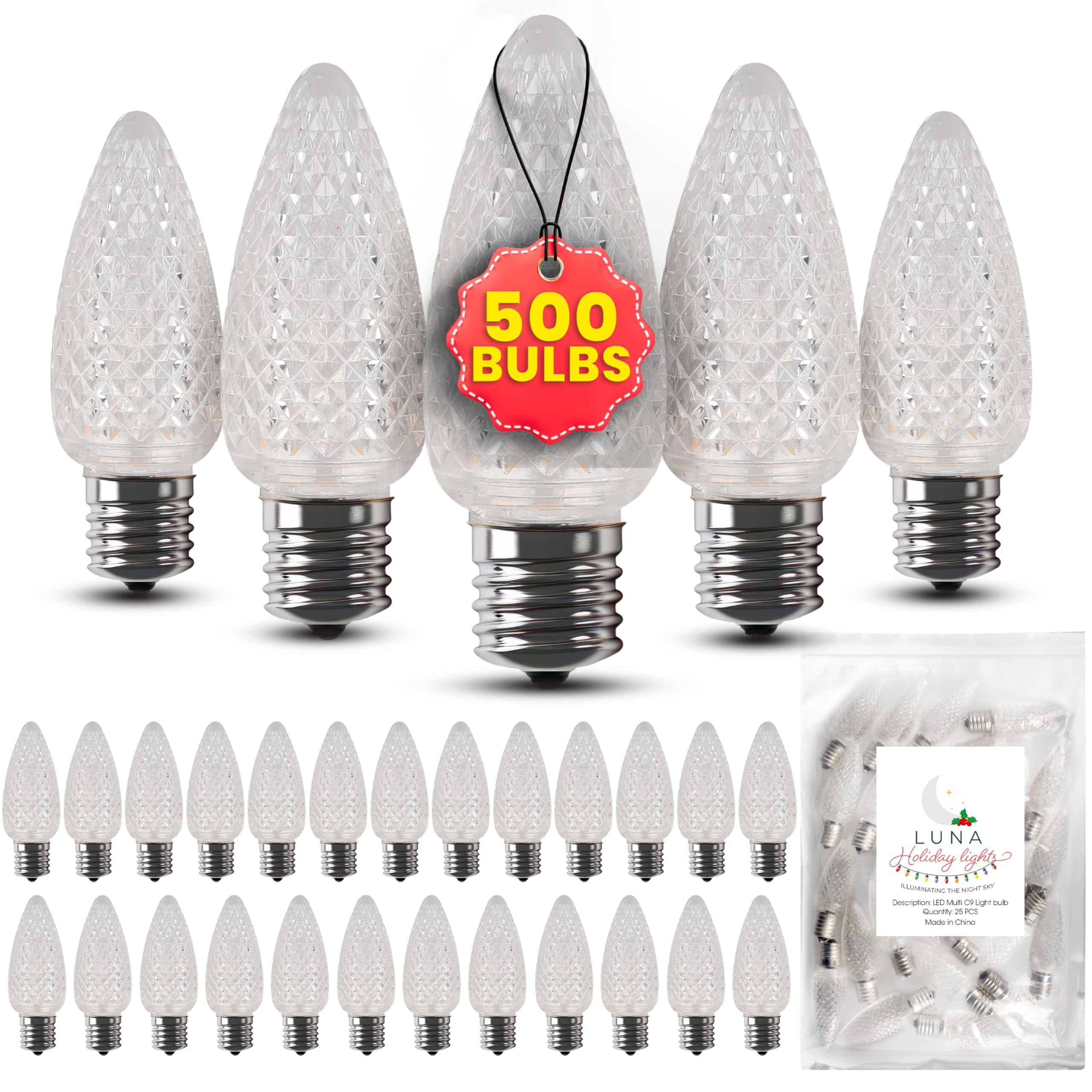 C9 Holiday Lights - Dimmable Warm White C9 Christmas Lights with 0 68 Watt LED Bulb - Fits