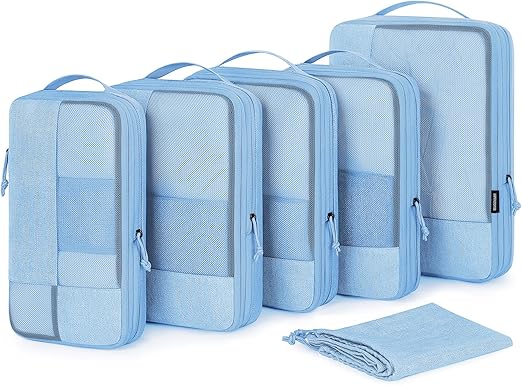 BAGSMART Compression Packing Cubes for Travel, 6 Set Packing Cubes for Carry on Suitcases, Compression Travel Cubes & Suitcase Organizer for Packing with Shoe Bag