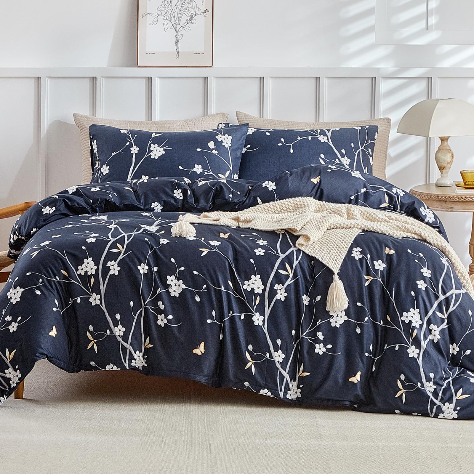 Lekesky Blue Single Duvet Cover Set Floral Bedding -Little Flowers Print Single Bedding (1x Quilt Cover - Image 2