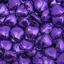 Italian Options Milk Chocolate Foiled Hearts, 30 Chocolates, Purple Foil
