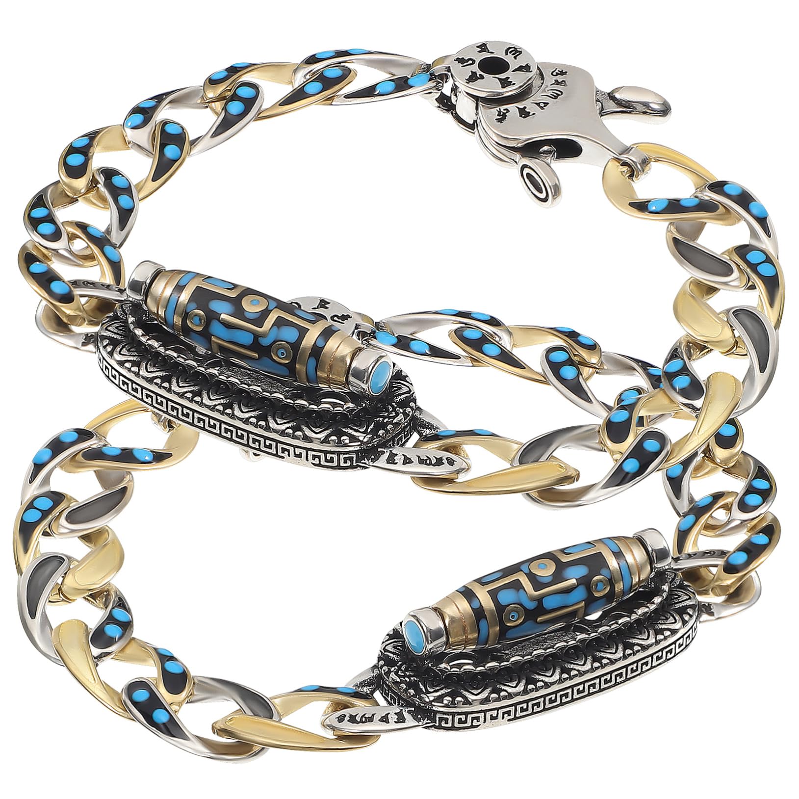 Ensemble dzi perle 2 pcs bracelets traditionnels chaîne de main mixtes - 8
