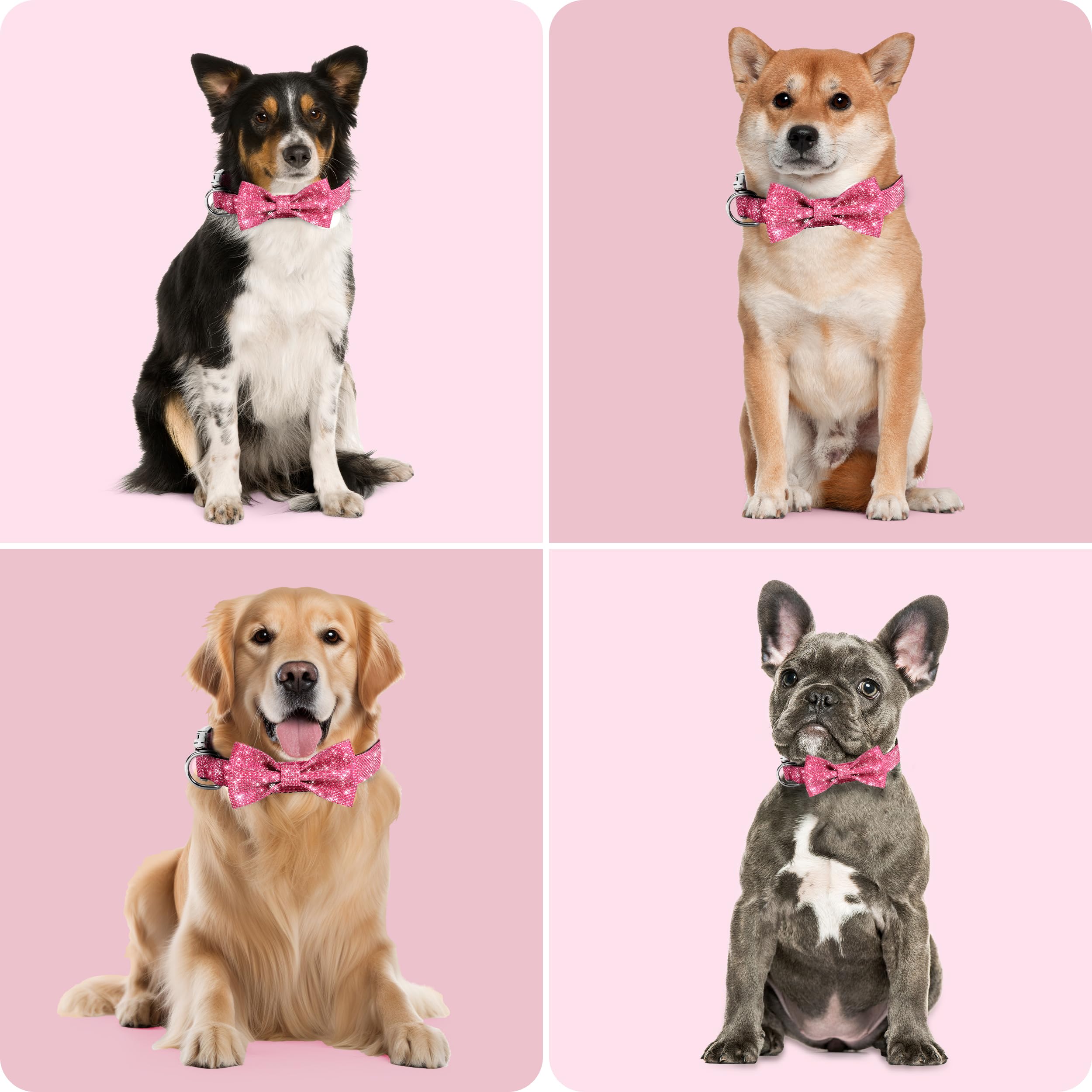 Süßes Hundehalsband Mit Schleife & Glitzer – Weich, Verstellbar Für Kleine Bis Große Hunde