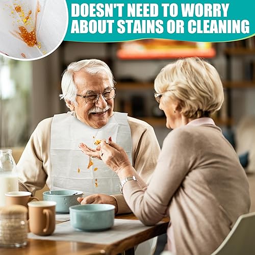 Miniatura 6 de Baberos desechables para adultos, grandes, de plástico PE firme, babero de alta absorción con bolsillo, ideal para adultos hombres, mujeres y