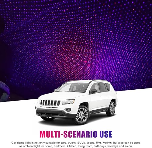Miniatura 6 de Sylvil Proyector USB de luz nocturna, tres modos de luz de estrella para techo de automóvil, luz de ambiente romántica ajustable portátil, lámpara