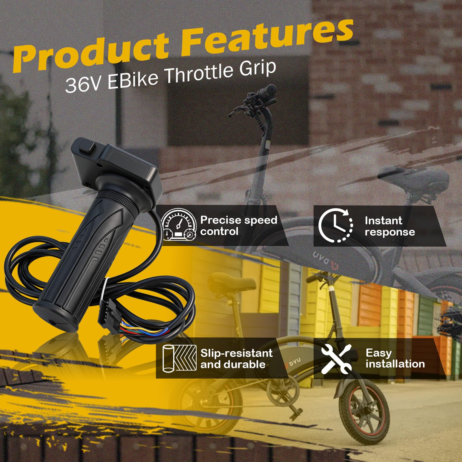 Poignée d'accélérateur 36 V pour vélo électrique Jetson Bolt Pro Atlas Ancheer Fat Tire
