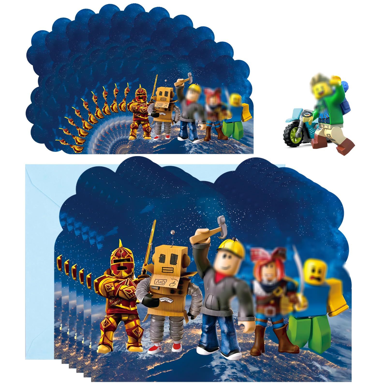 20PCS Roblx Party Invitations Kids, Party Invites with Envelopes, Invitations Birthday Cards for Kids Girls Boys — image 1