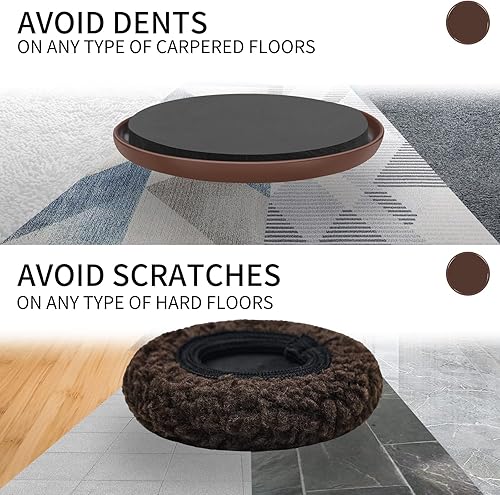 Miniatura 4 de Deslizadores de muebles de 5 pulgadas, deslizadores de muebles 2 en 1 con calcetines de madera dura, paquete de 4+4  4 deslizadores de muebles para