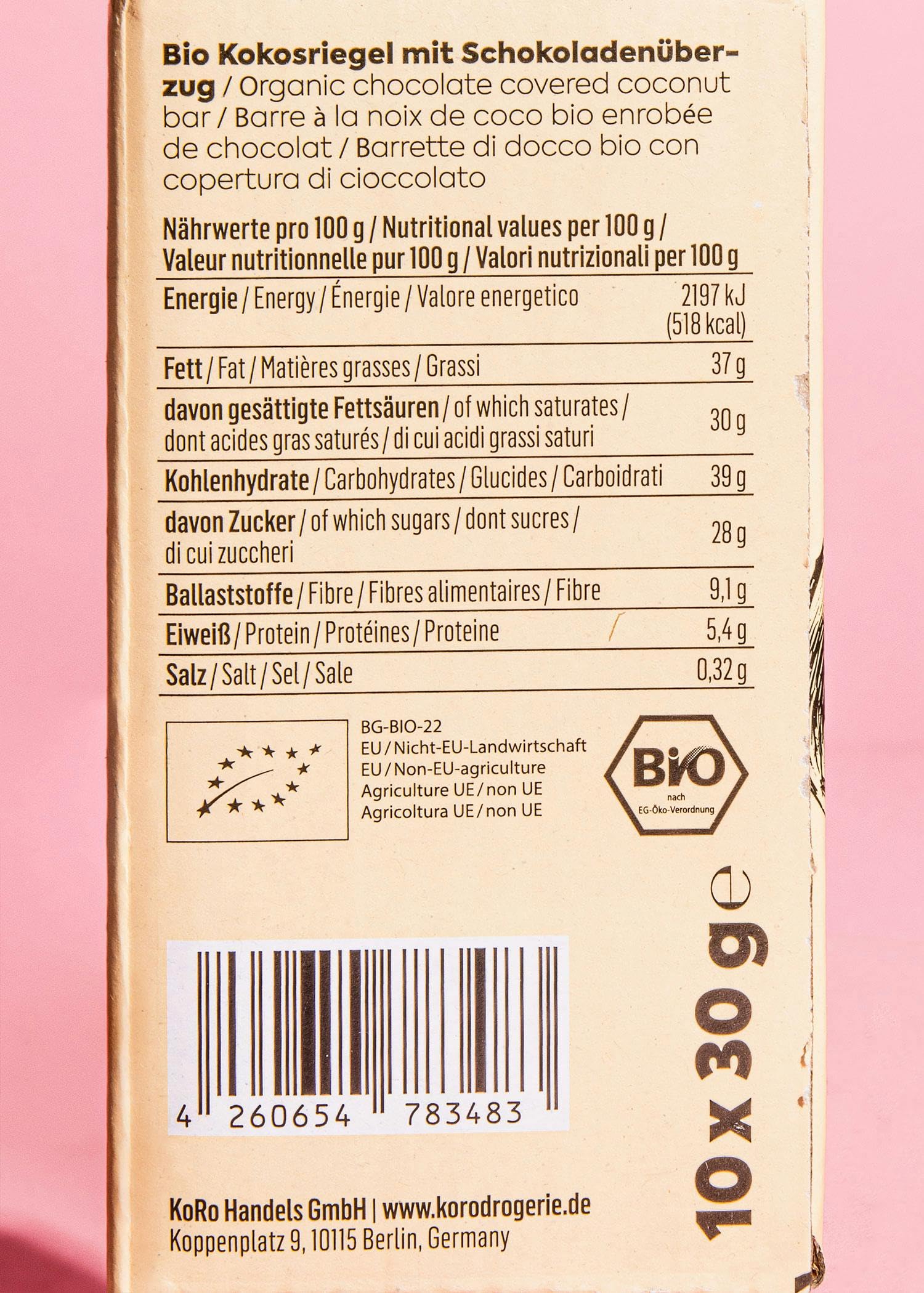 KoRo - Barrette al cocco e cioccolato bio | 10 x 30 g