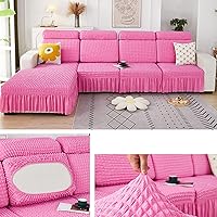 Vista 10 de Fundas elásticas para cojín en forma de L, funda de sofá modular de 1/2/3/4 asientos, con falda, sillón, sofá biplaza, protector de muebles