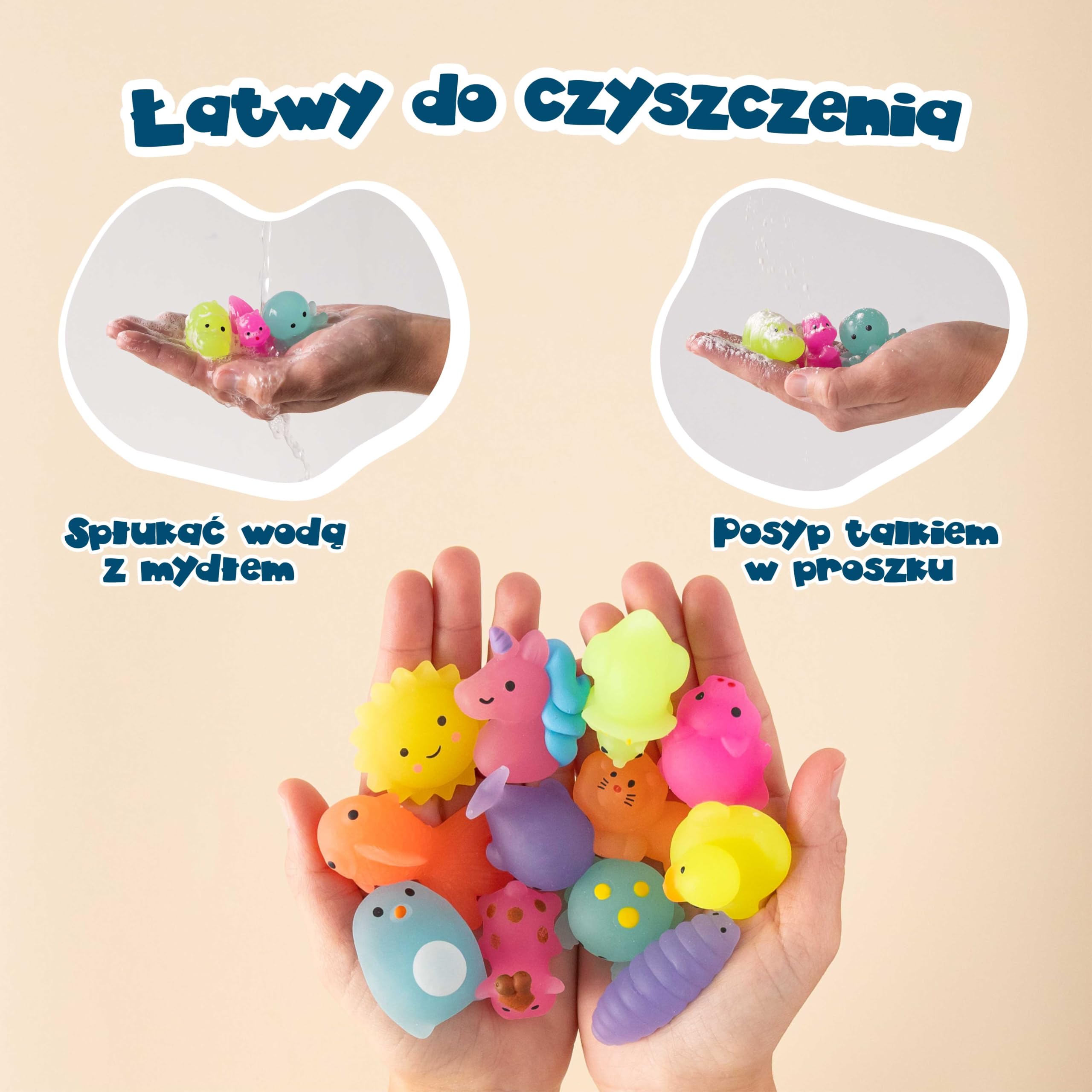 BONNYCO Zabawki Mochi Squishy do Toreb na Prezenty Pakiet 40. Upominki na Przyjęcia Świecą w Ciemności, Wypełniacze Torebek dla Dzieci Unisex. Zabawki Squishy Fidget, Wypełniacz Piniaty Kawaii