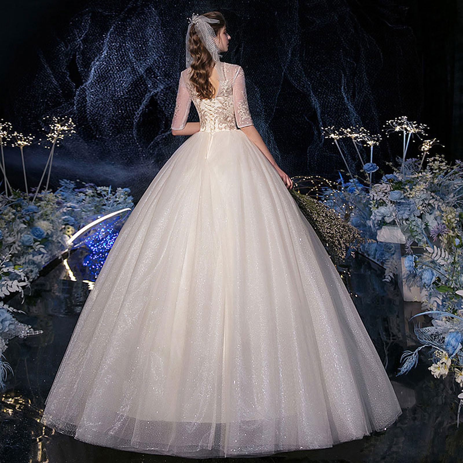 sachin and babi light blue dress Strapless Puff Sleeve Wedding Gown by GLS Gloria GL3427 3XL / Ivory/Champagne