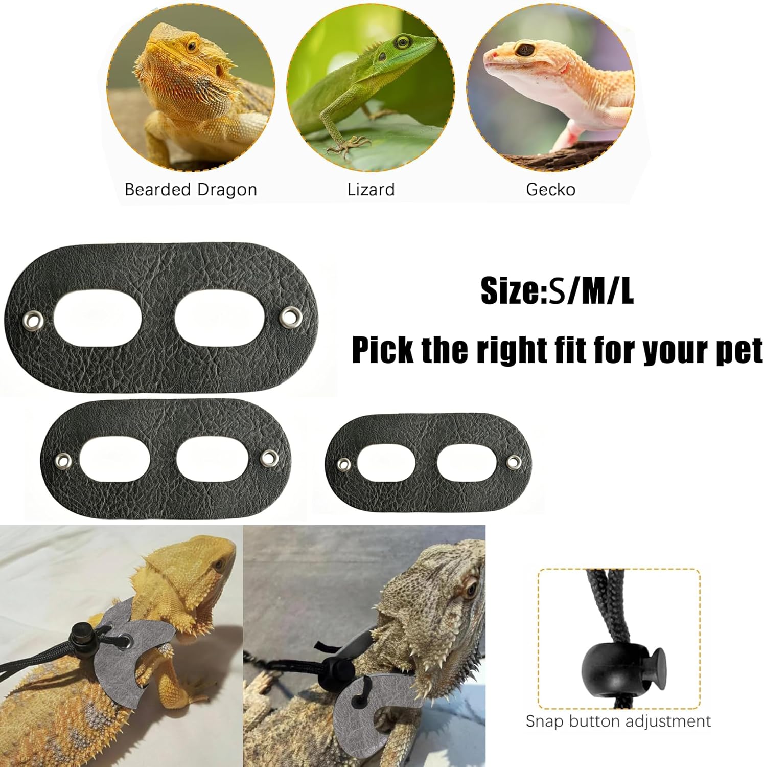 Portable Bearded Dragon Carrier with Leash and Harness Set, Beardie Carrier, Lizard Adjustable Harness with Leather Wings and Sling Bag, Reptile Small Pet Travel Cage