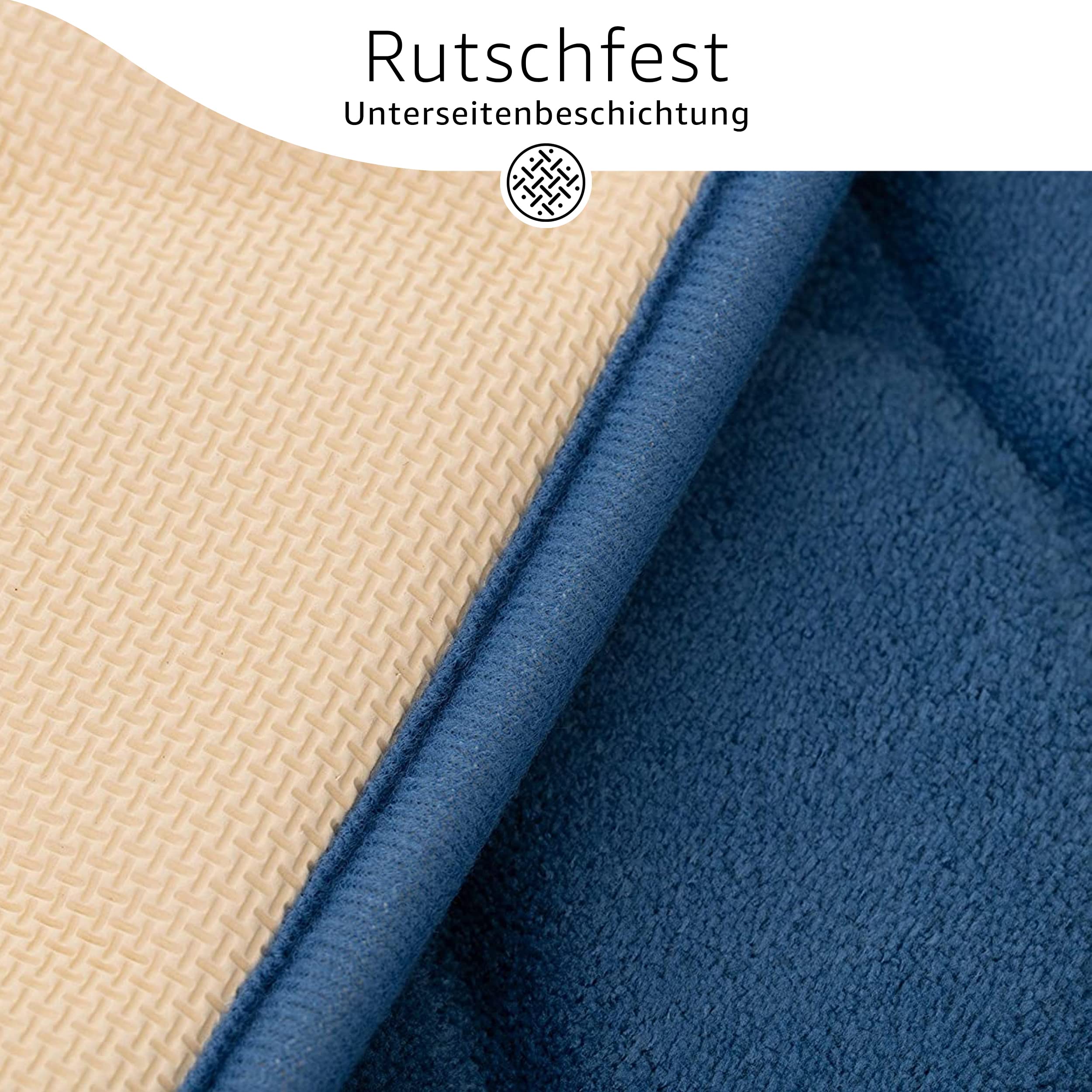 Amago - Mikrofaser Badteppich, Steinoptik 100 prozent PES, 50 x 80 cm - Blau