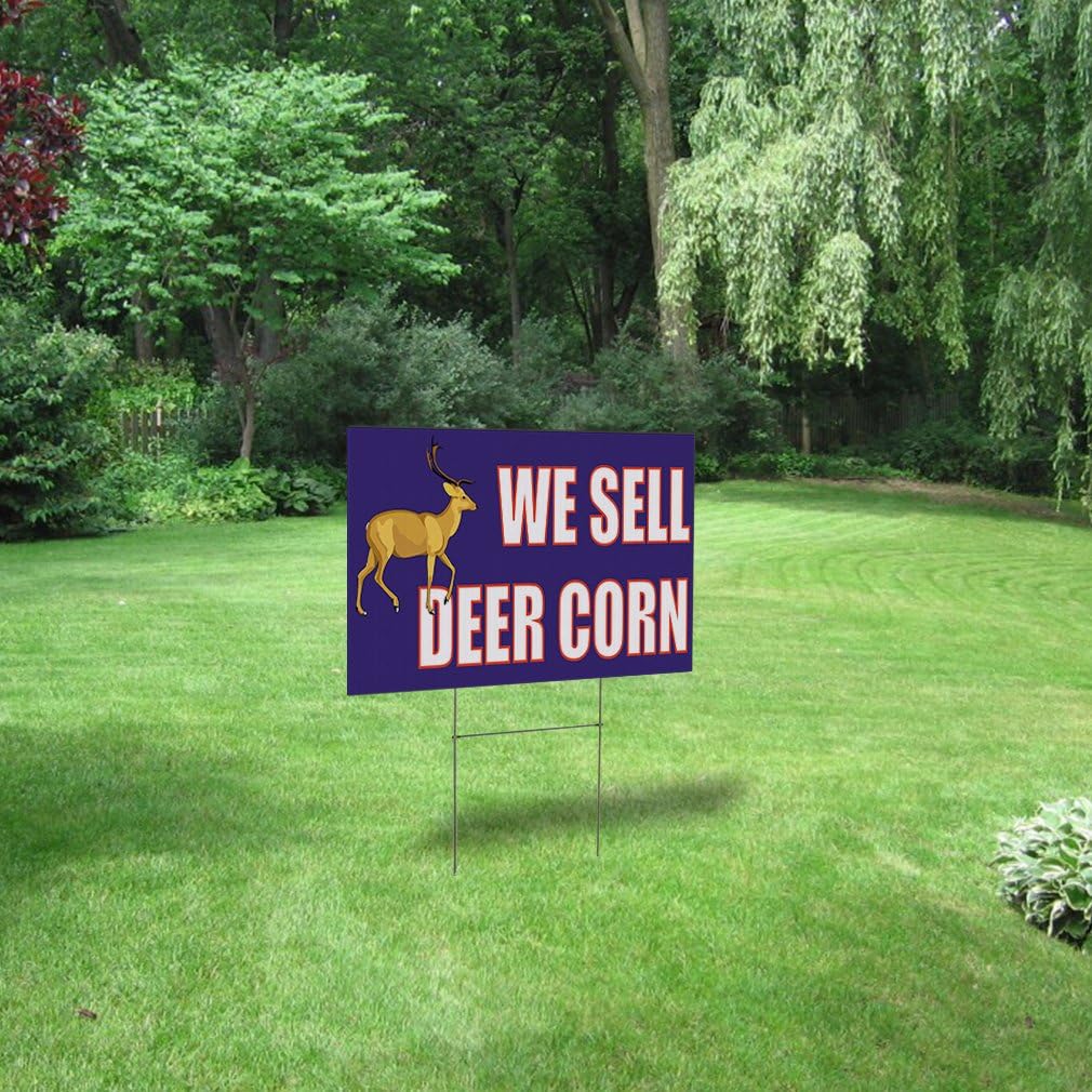 Weatherproof Yard Sign We Sell Deer Corn Advertising Printing Purple Lawn Garden Candy Stores 18x12 Inches 2 Sides Print
