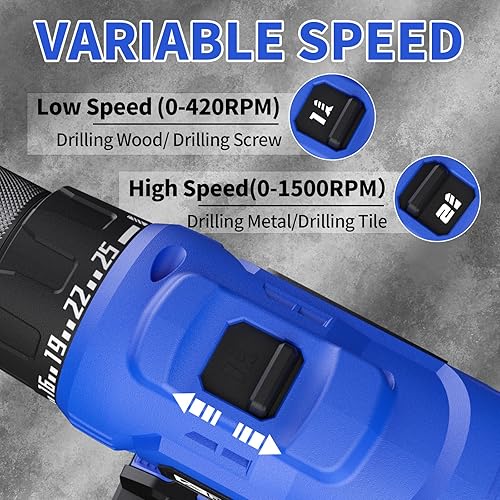 Miniatura 6 de Juego de taladrodestornillador inalámbrico de 20 V, kit de taladro eléctrico con batería y cargador, portabrocas sin llave de 12 pulgada, 2