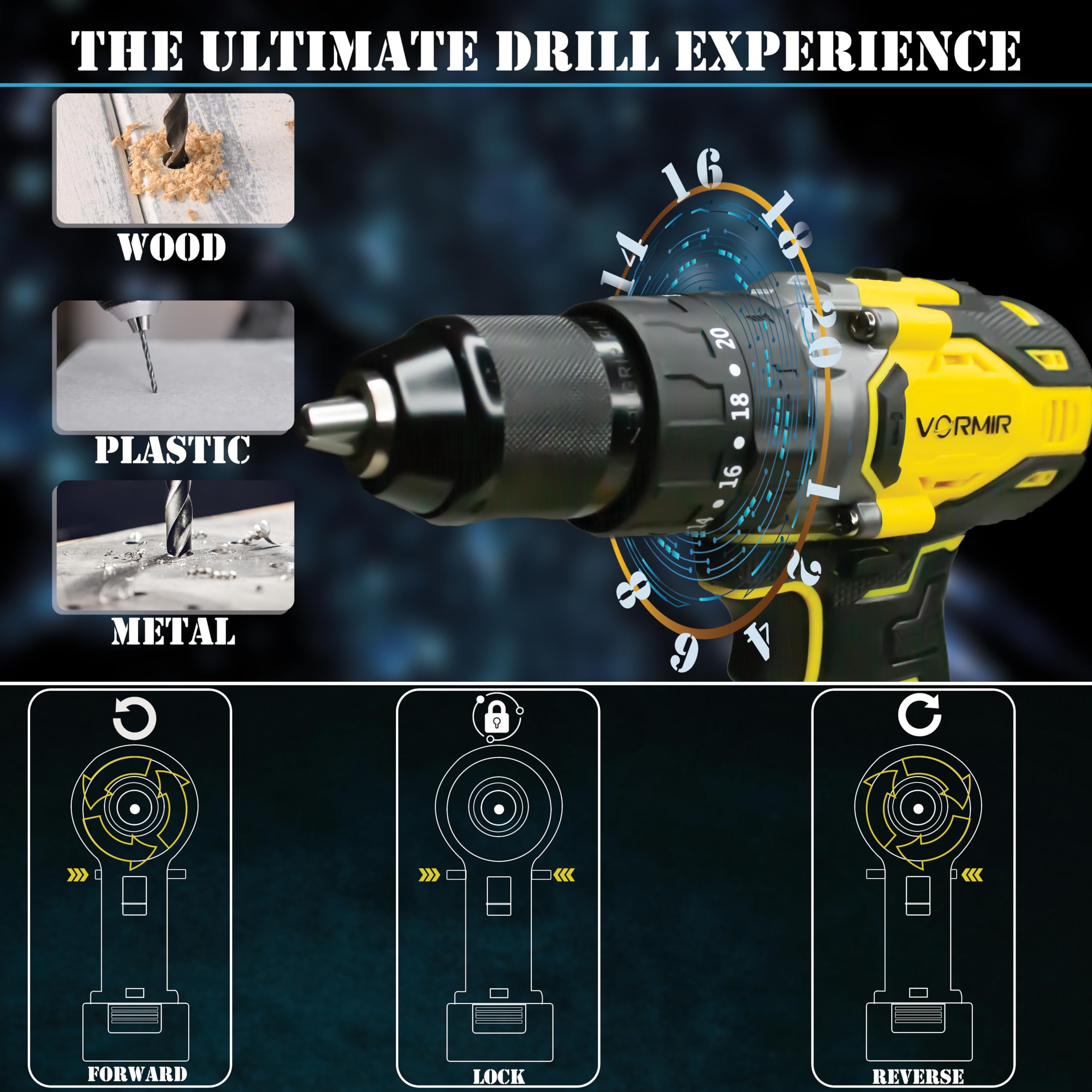IBELL VORMIR VR BD21-80 20V Max Brushless Cordless Impact Drill | 80 Nm Torque | 0–2000 RPM | 30000 IPM | 13mm Metal Chuck | 2-Speed | 20+3 Mode Settings | 4.0Ah Battery | BMC Box 1