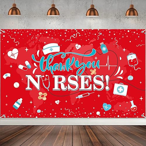 Decoración de telón de fondo con texto en inglés "Thank You Nurs", tela grande 2025, Día Nacional de la Enfermera, fondo de cabina de fotos para