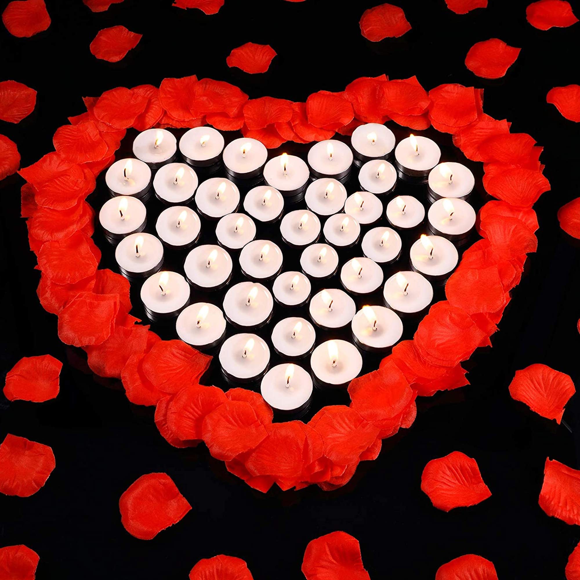 TIED RIBBONS Valentine Decoration Items for Room Romantic Room Decoration Items Rose Petals with Candles Led and Wax (50 Wax Candles & Rose Petals)-image-26